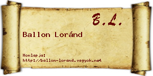 Ballon Loránd névjegykártya